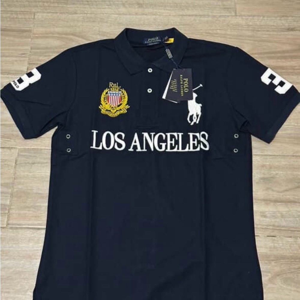 Ralph Lauren Men's Polo Shirt in Navy with Los Angeles Embroidery